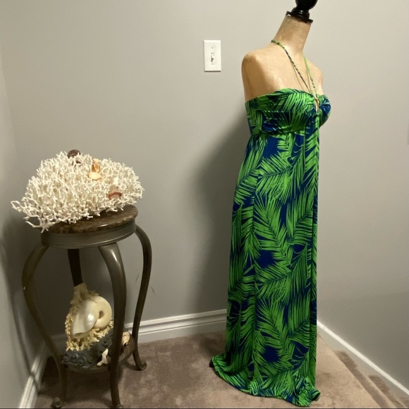 🇨🇦 Maxi Sun Dress, L, Blue Green Summer Dress - Picture 4 of 6